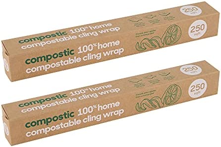Compostic Home Compostable Cling Wrap – Eco Friendly, Reusable, Zero Waste, Non-Toxic, Guilt-Free – Beeswax and Plastic Alternative for Earth Friendly Food Wrap/Food Storage – 250 SQ.FT (2 Pack)
