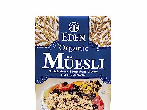 Eden Organic Muesli Cereal, Oat, Rye, Wheat, and Spelt Flakes, Raisins, Cranberries, Wild Blueberries, Pumpkin and Sunflower Seeds, Overnight Oats, No Added Sugars, 17.6 oz
